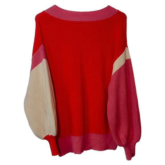 Disney Minnie Mouse Icon Cherries Color-Block Pink Sweater by Her Universe Small - Picture 3 of 6
